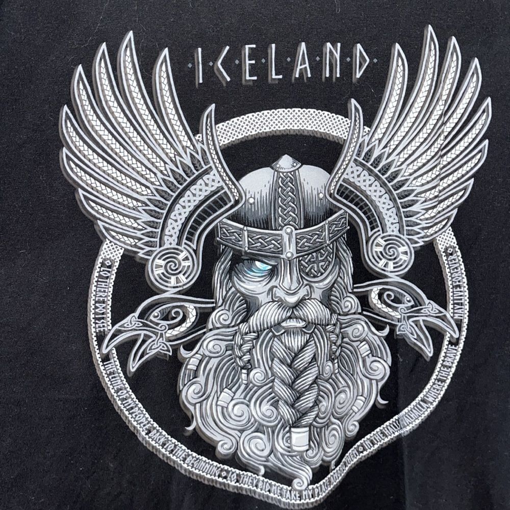 Iceland one-eyed Viking Warrior Shirt Men’s Black T Shirt XL